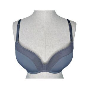 Lively The All-Day Deep V No-Wire Bra sz 34B * Smoke Gray Wire Free Mesh Trim